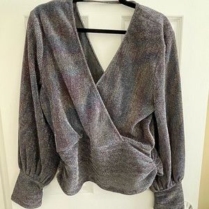 Gray/ Rainbow shiny long sleeved top